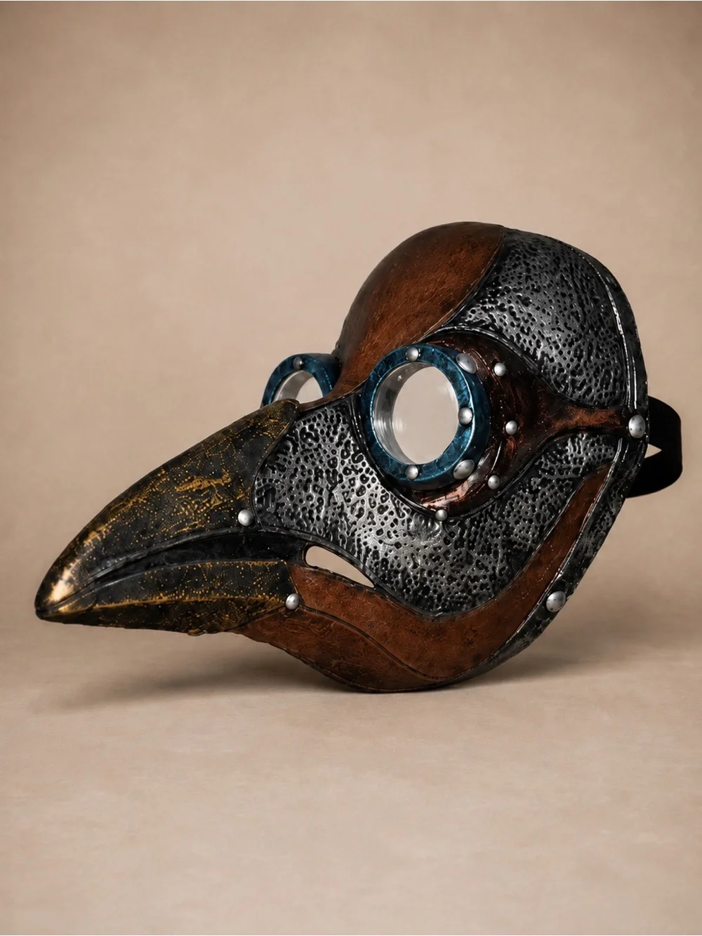 Ghoulish Designs Plague Doctor Steampunk Latex Mask Clear Lenses New